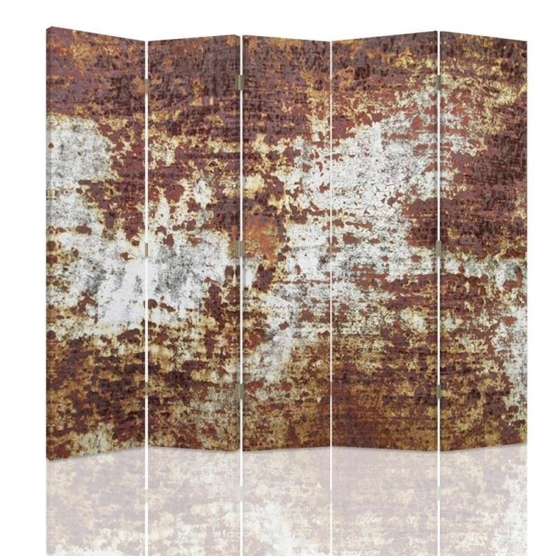 Ozdobný paraván KABINET Zrezivělý kov - 180x170 cm, päťdielny, obojstranný paraván 360°