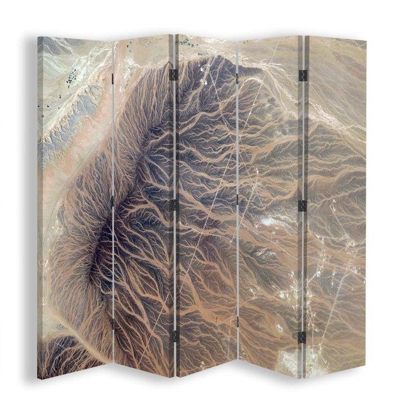 Ozdobný paraván, Abstraktní struktury - 180x170 cm, päťdielny, klasický paraván